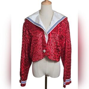 Vintage Sequin Red Women's Sailor Costume Jacket